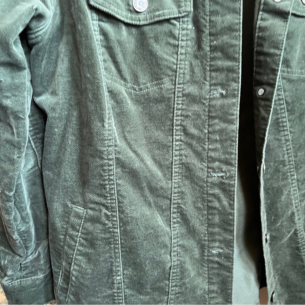 Denim & Co. Stretch Velveteen Long Jacket Dark Green medium - Picture 8 of 8